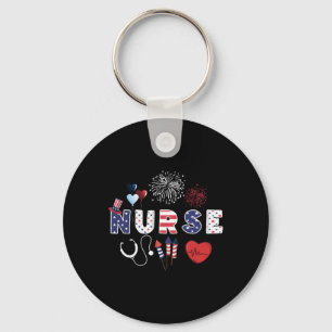 Pride Nurse Usa Flag Stethoscope Patriotic Nurse 4 Key Ring