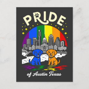 Pride of Austin City Texas Dogs Rainbow Flag Postcard