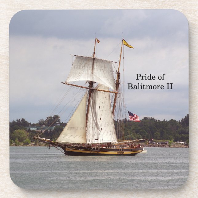 Pride of Baltimore II 6 plastic coasters (Front)