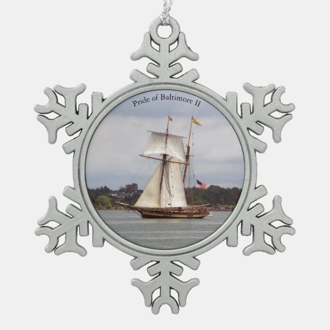 Pride of Baltimore II ball or snowflake ornament (Front)