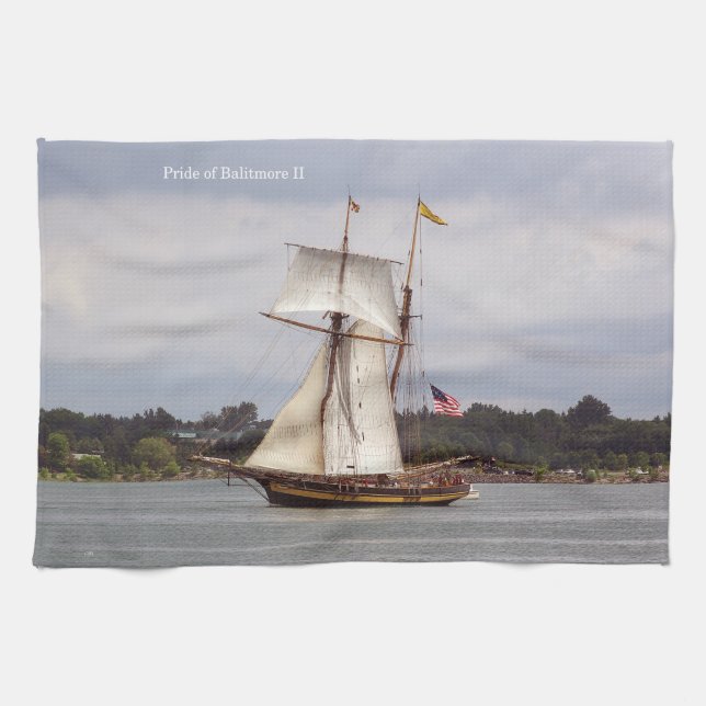 Pride of Baltimore II kitchen towel (Horizontal)