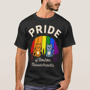 Pride of Boston City Massachusetts USA Rainbow Fla T-Shirt