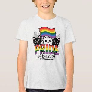 Pride of Columbus City Ohio USA Rainbow Flag Tri-Blend Shirt