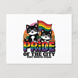Pride of Fort Worth City Texas USA Rainbow Flag Postcard