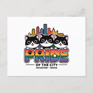 Pride of Houston City Texas USA Rainbow Flag Postcard
