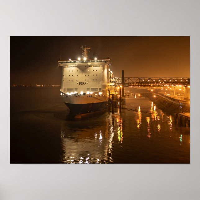 Pride of Hull Ferry at Night – Atmospheric Poster (Front)