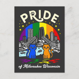 Pride of Milwaukee City Wisconsin Cats Rainbow Fla Postcard
