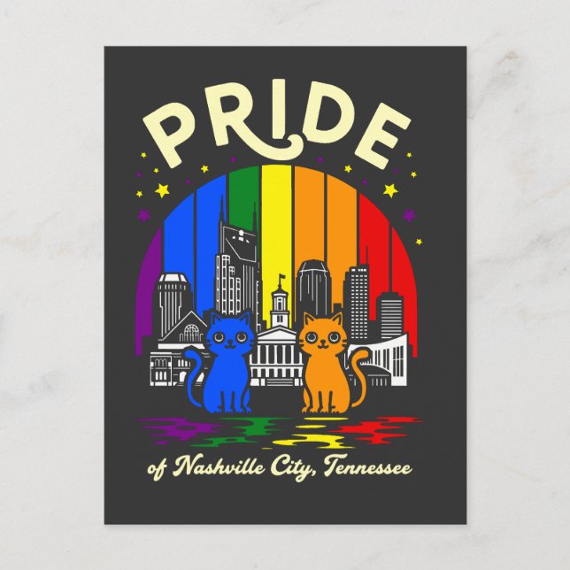 Pride of Nashville City Tennessee Cats Rainbow Fla Postcard (Front)