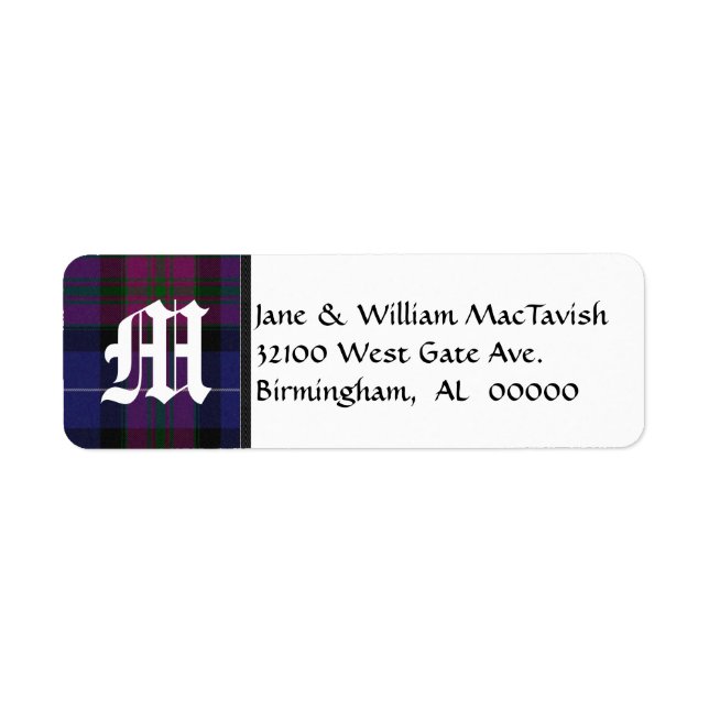 Pride of Scotland Plaid Monogram Address Labels (Front)