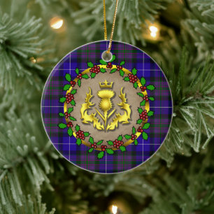 Pride of Scotland Tartan Personalised Christmas Ceramic Tree Decoration
