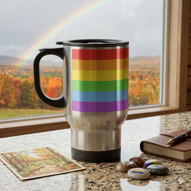 Pride on the Go: Rainbow Flag Travel Mug (Creator Uploaded)
