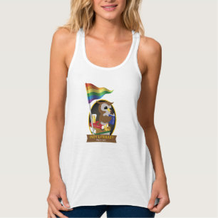 Pride Owl Flag Flowy Racerback Tank
