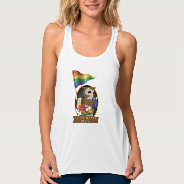 Pride Owl Flag Flowy Racerback Tank (Front)