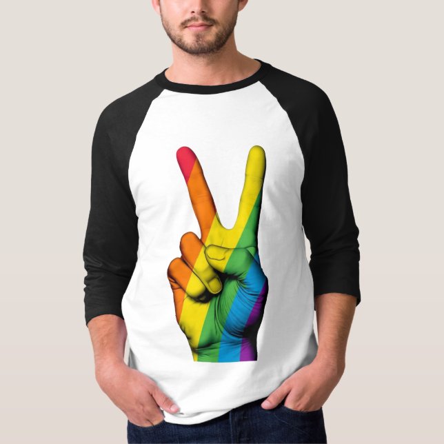 Pride Peace Hand Sign Raglan Tee – Wear Your Pride (Front)