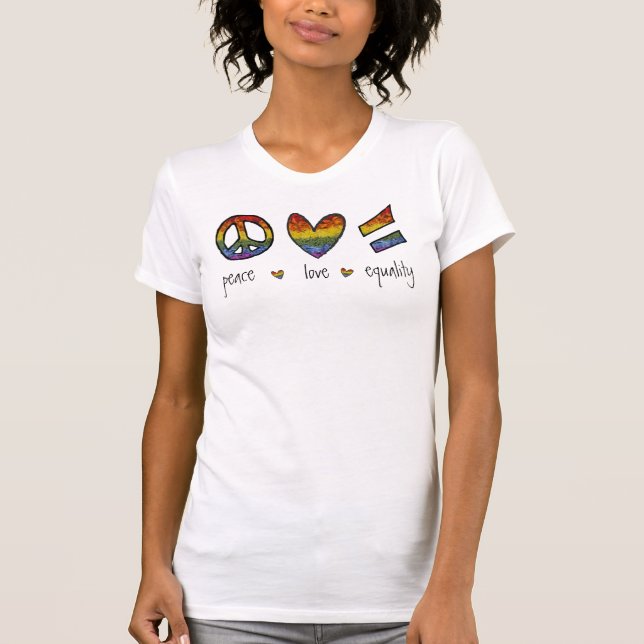 Pride Peace Love Equality Floral T-Shirt (Front)