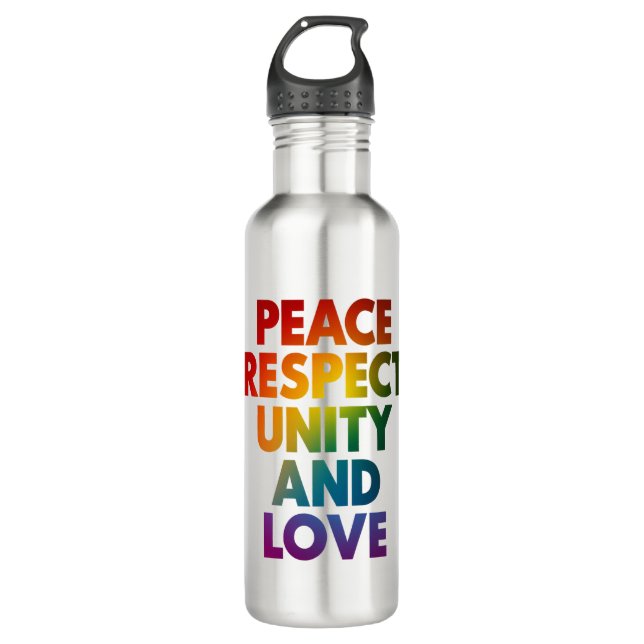 Pride Peace Respect Unity And Love  710 Ml Water Bottle (Front)