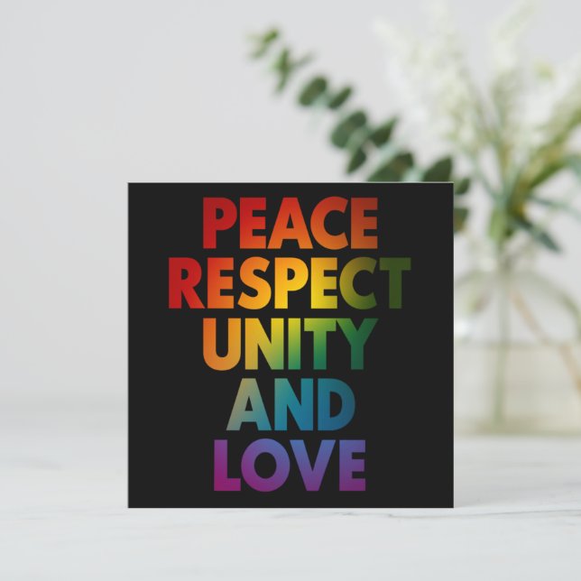 Pride Peace Respect Unity And Love  Invitation (Standing Front)