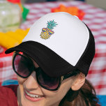 Pride Pineapple Rainbow Flag Sunglasses Trucker Hat<br><div class="desc">Wear your pride with this awesome hat featuring a tropical pineapple illustration wearing a pair of heart shaped sunglasses in with rainbow pride flag lenses.</div>