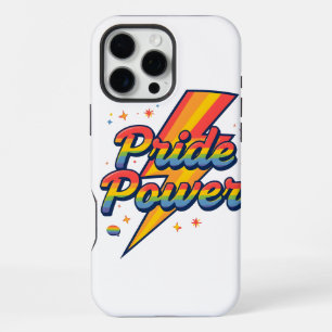 Pride Power Lightning – LGBTQ+ Rainbow Quote iPhone 16 Pro Max Case