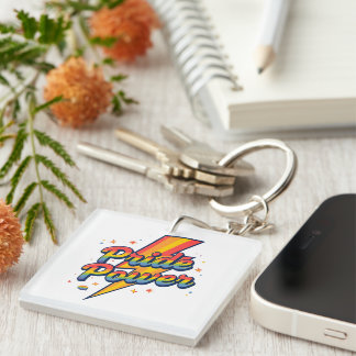 Pride Power Lightning – LGBTQ+ Rainbow Quote Key Ring