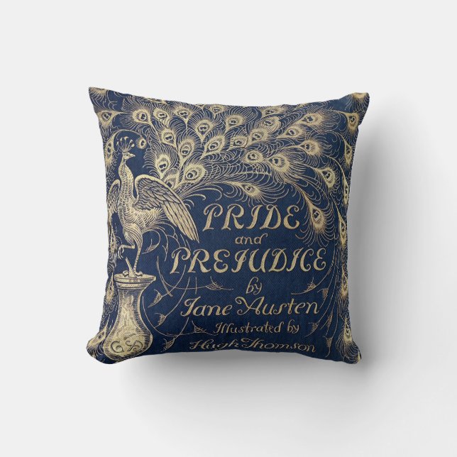 Pride & Prejudice Peacock Pillow (Front)