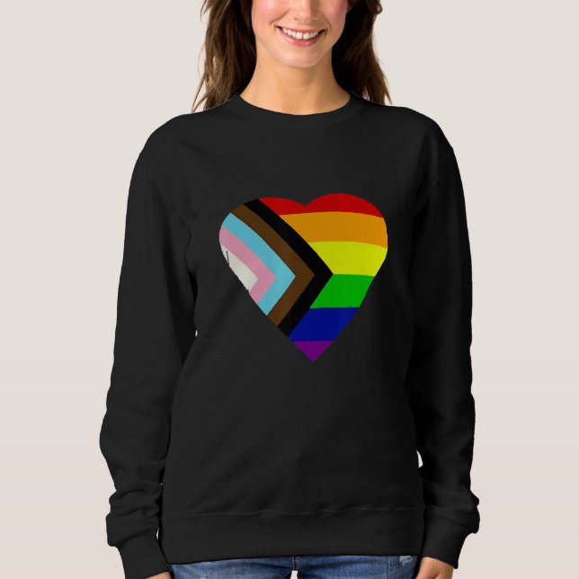 Pride Progress Rainbow Flag LGBT + Trans und Queer Sweatshirt (Front)