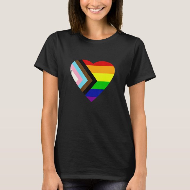 Pride Progress Rainbow Flag LGBT + Trans und Queer T-Shirt (Front)