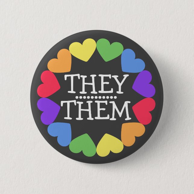 PRIDE PRONOUN THEY/THEM BADGE Button (Front)