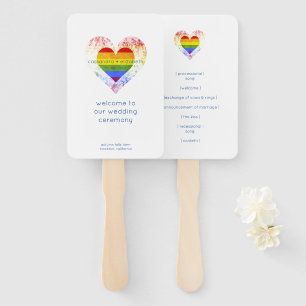 Pride Raimbow Heart All LGTB Weddings Hand Fan