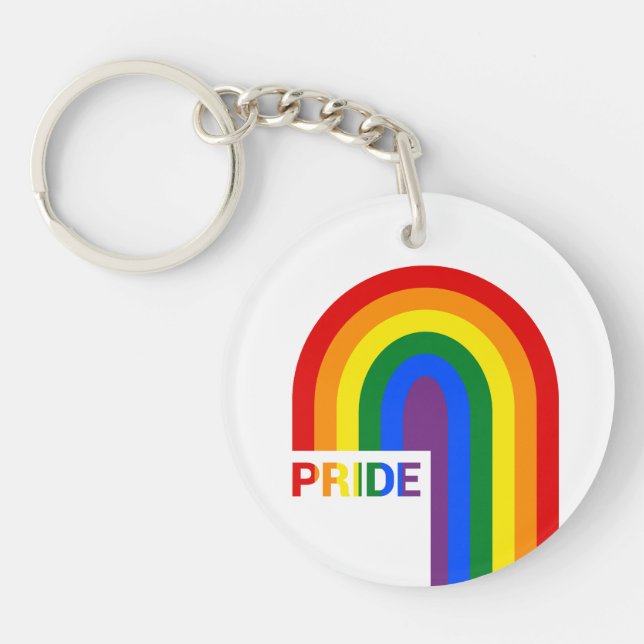 Pride Rainbow Acrylic  Key Ring (Front)