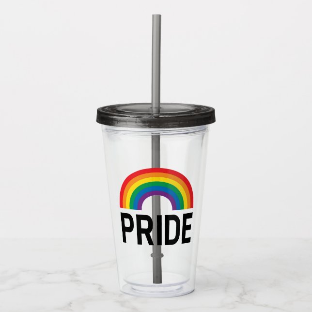 Pride Rainbow Acrylic Tumbler (Front)