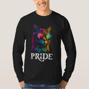 Pride Rainbow Cat Realistic Gay Pride LGBTQ Cat Ow T-Shirt