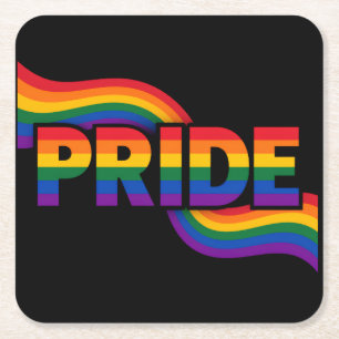 Pride Rainbow Celebration Square Paper Coaster
