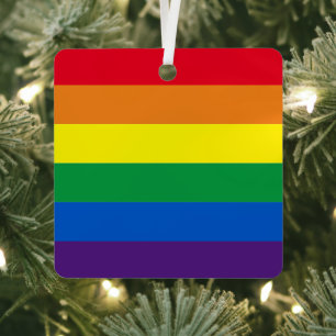 Pride rainbow colors stripes Lgbt gay flag Metal Tree Decoration