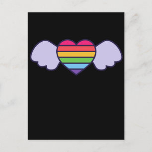 Pride- Rainbow colour heart with wings. Gay lgbtq  Postcard
