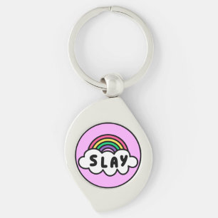 Pride- rainbow colour with clouds. key ring