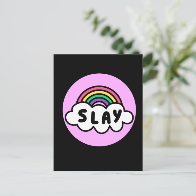 Pride- rainbow colour with clouds.       postcard (Standing Front)
