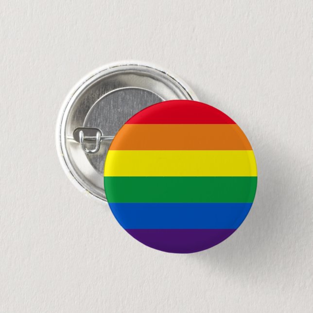 Pride rainbow colours Lgbt gay flag pin button (Front & Back)