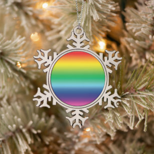 Pride rainbow colours lgbtq gay flag - snowflake pewter christmas ornament