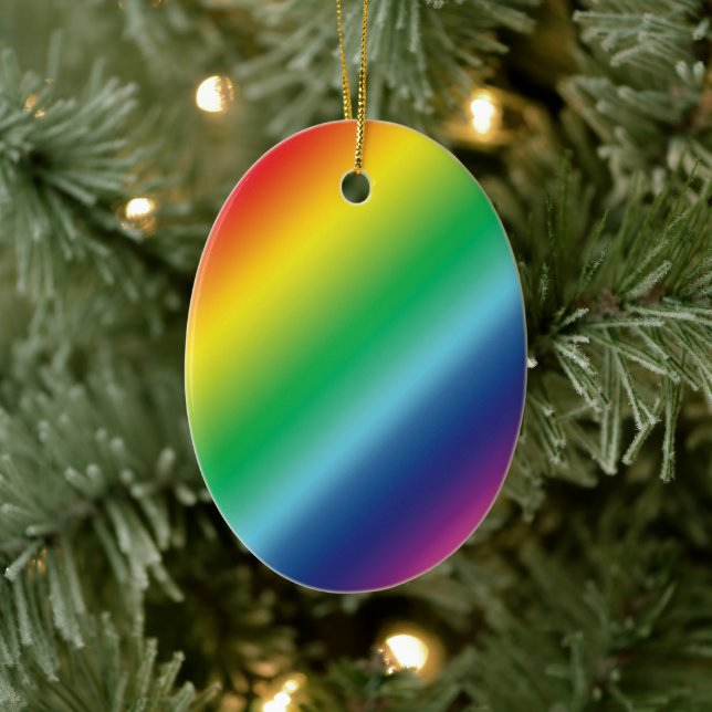 Pride rainbow colours pattern lgbtq lgbt Christmas Ceramic Tree Decoration (Tree)
