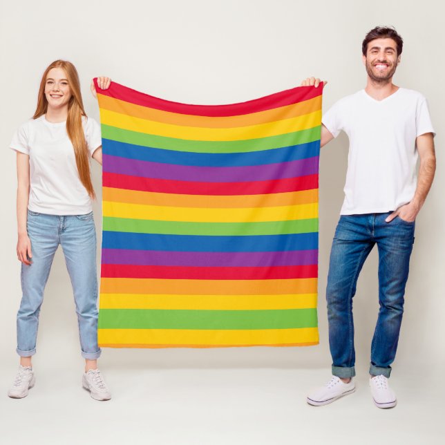 Pride, Rainbow Colours Stripes Fleece Blanket (In Situ)