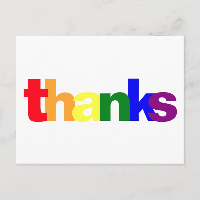 Pride Rainbow Colours Thank You Postcard (Front)