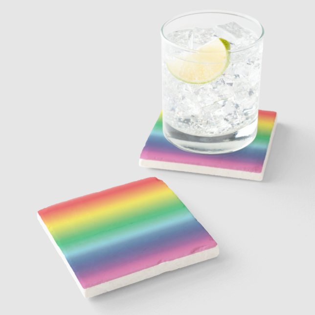 pride rainbow flag colour lgbt lgbtq stone coaster (Side)