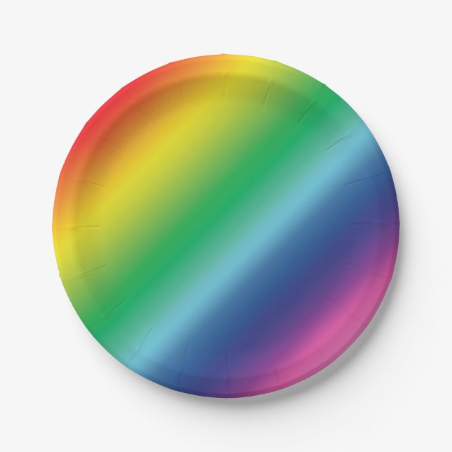 pride rainbow flag colours lgbt lgbtq party paper plate (Front)