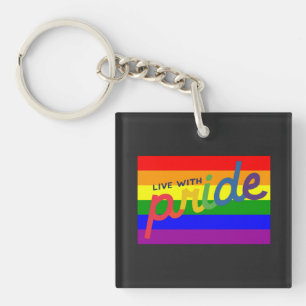 pride rainbow flag key ring