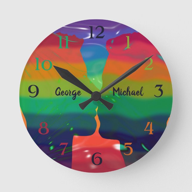 Pride Rainbow Flag With Names Round Clock (Front)