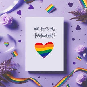 Pride Rainbow Heart Bridesmaid Proposal Card LGBTQ