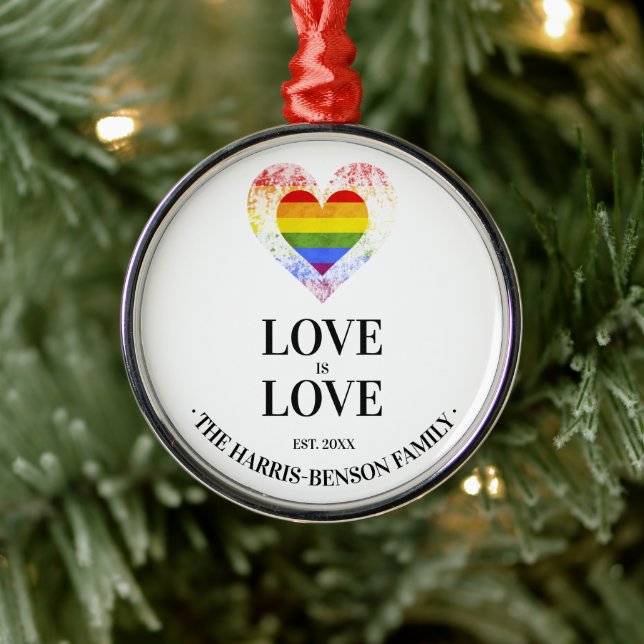Pride Rainbow Heart Gay lesbian LGBT Families Metal Tree Decoration (Tree)