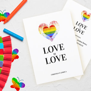 Pride Rainbow Heart Lesbian Gay Wedding Invitation
