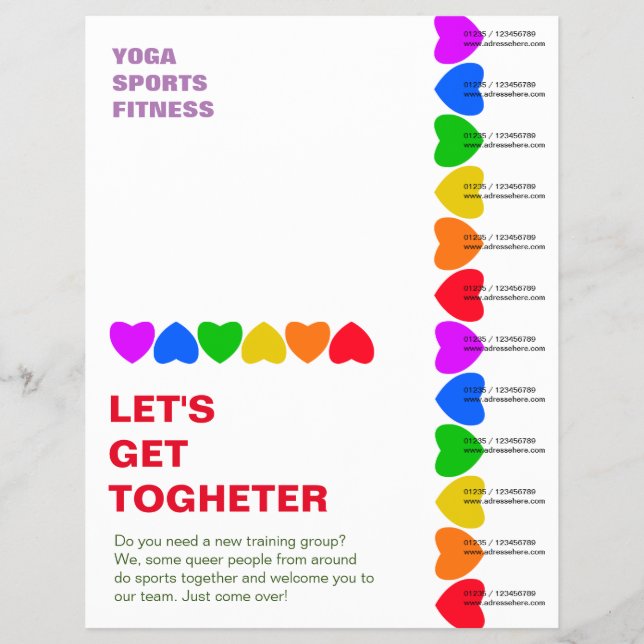 Pride Rainbow Heart Line Flyer (Front)